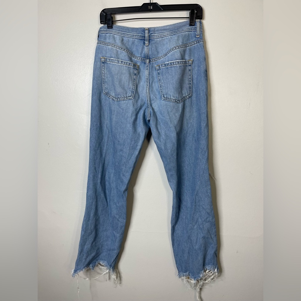 Free People Maggie Mid Rise Light Stone Washed Blue Jeans Sz 27 Raw Hem - Picture 5 of 10